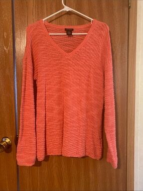 Calvin Klein Cozy V-Neck Sweater - Coral Pink